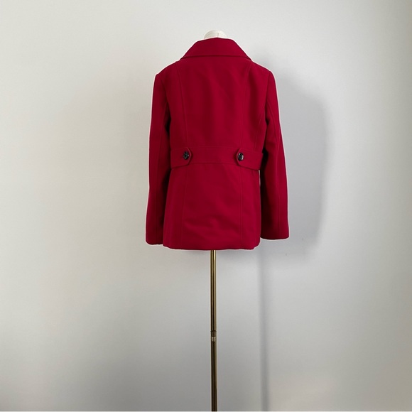 Style & Co Red Double Breasted Peacoat with Removable Hood - Picture 2 of 14